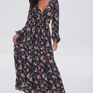 Floral Print Cutout Maxi Dress